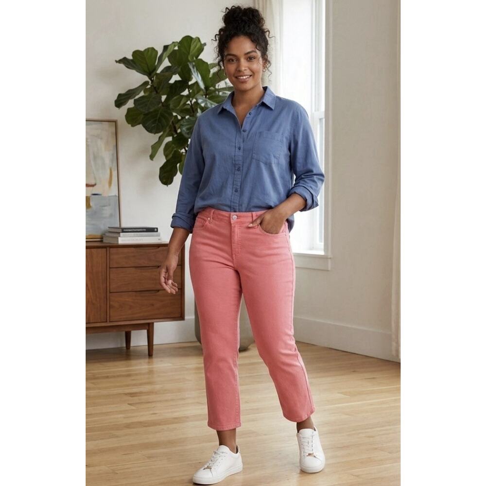 Bandolino Selene Capri Slim Fit Roseglow Pink Women 8 Cotton Stretch Travel Soft